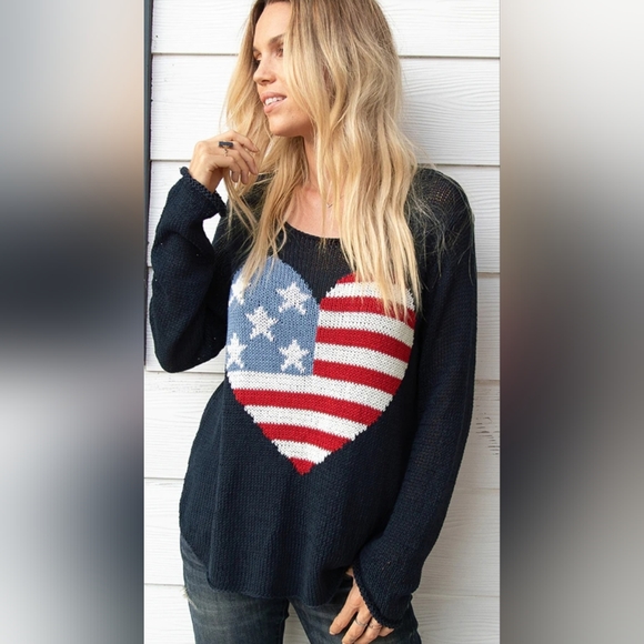 WOODEN Ships HEART FLAG CREW COTTON, Darkest Indigo Size S/M - Picture 9 of 9